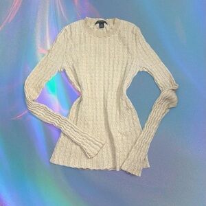Cotton angora blend Cream Cable Knit Sweater
